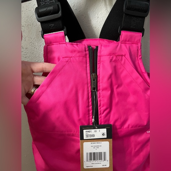 New The North Face Kids' Freedom Insulated Bib in MR Pink Size 2 - Picture 4 of 9